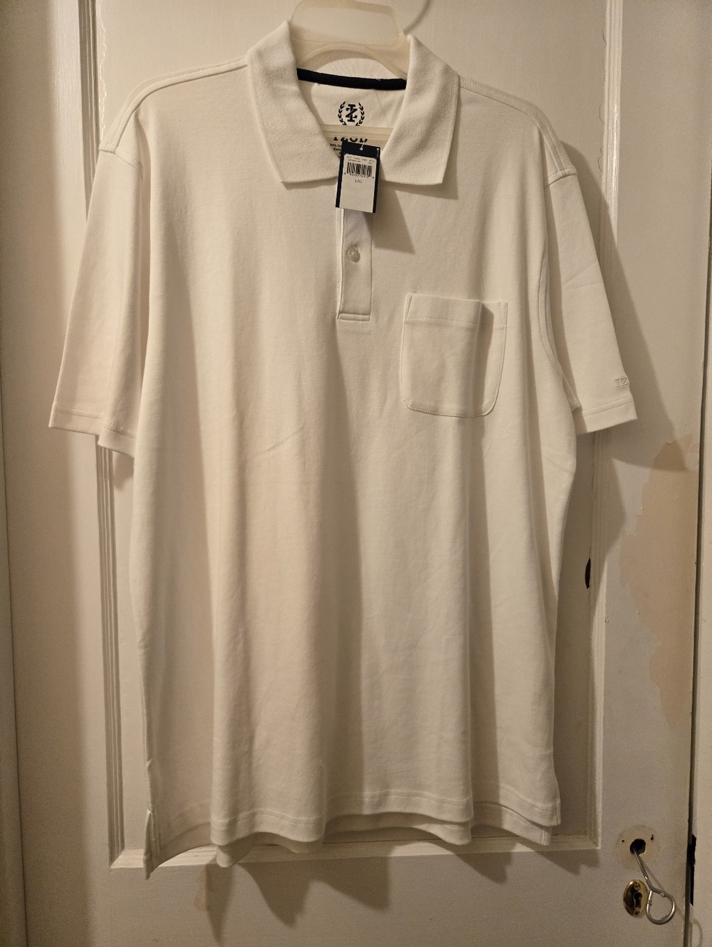 Izod White Short-Sleeve Polo with Chest Pocket